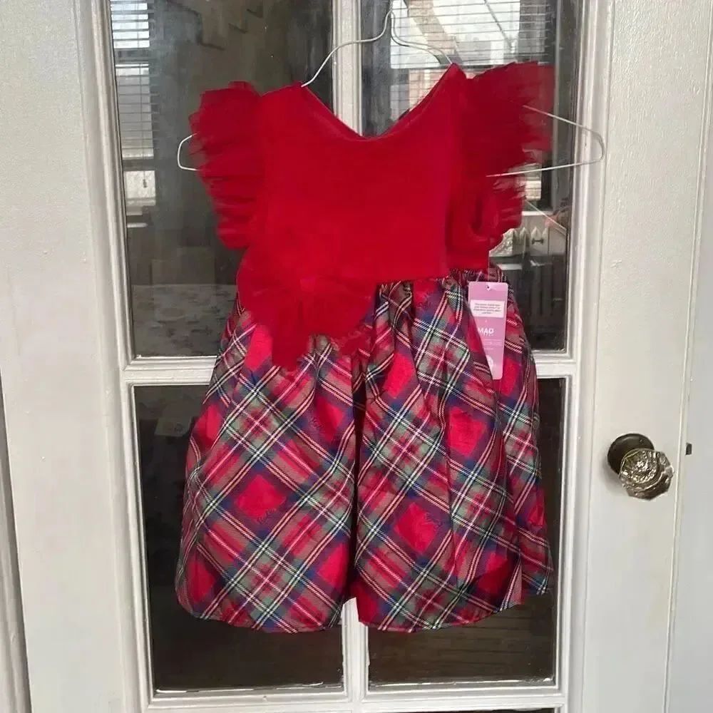 Barbie plaid toddler girl Christmas holiday party dress size 4T new with tags